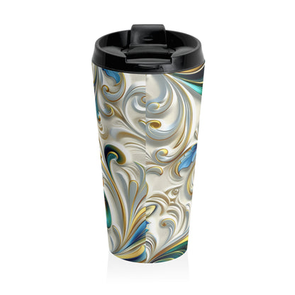 Stainless Steel Travel Mug - Coffee Thermos - Swirls & Floral Patterns 15oz Travel Mug