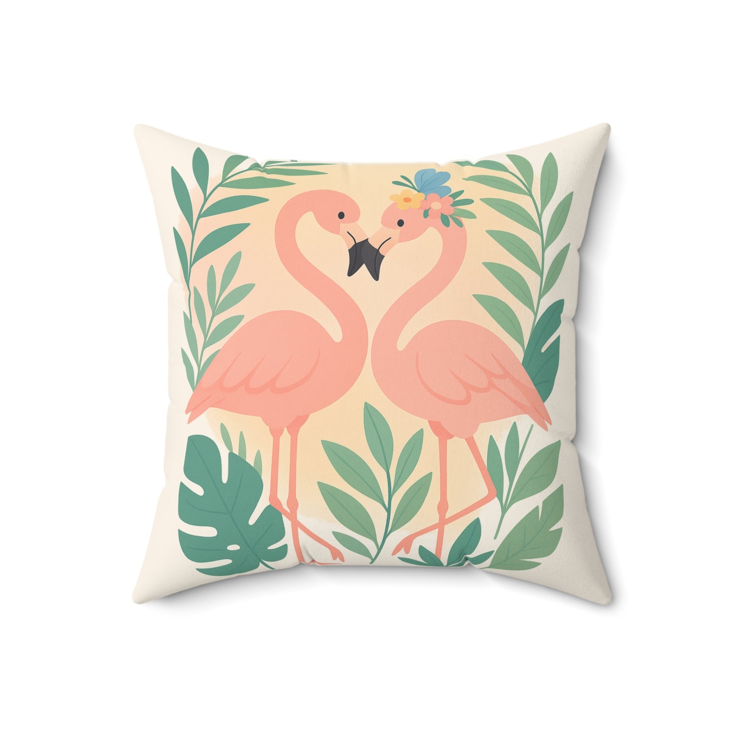Romantic Flamingo Pillow, Tropical Decor, Love Nest Cushion, Beach House Gift, Summer Home Accent