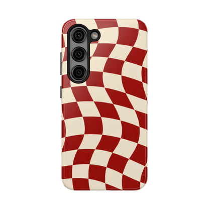 Red Wavy Checker Phone Case