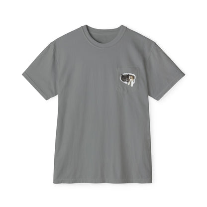 Garment-Dyed Pocket T-Shirt with Adorable Cat Design, Casual Wear, Gift for Cat Lovers, Summer Fashion, Everyday Essentials