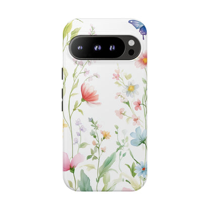 Watercolor Wildflower & Butterfly Phone Case - iPhone, Samsung, and Google case
