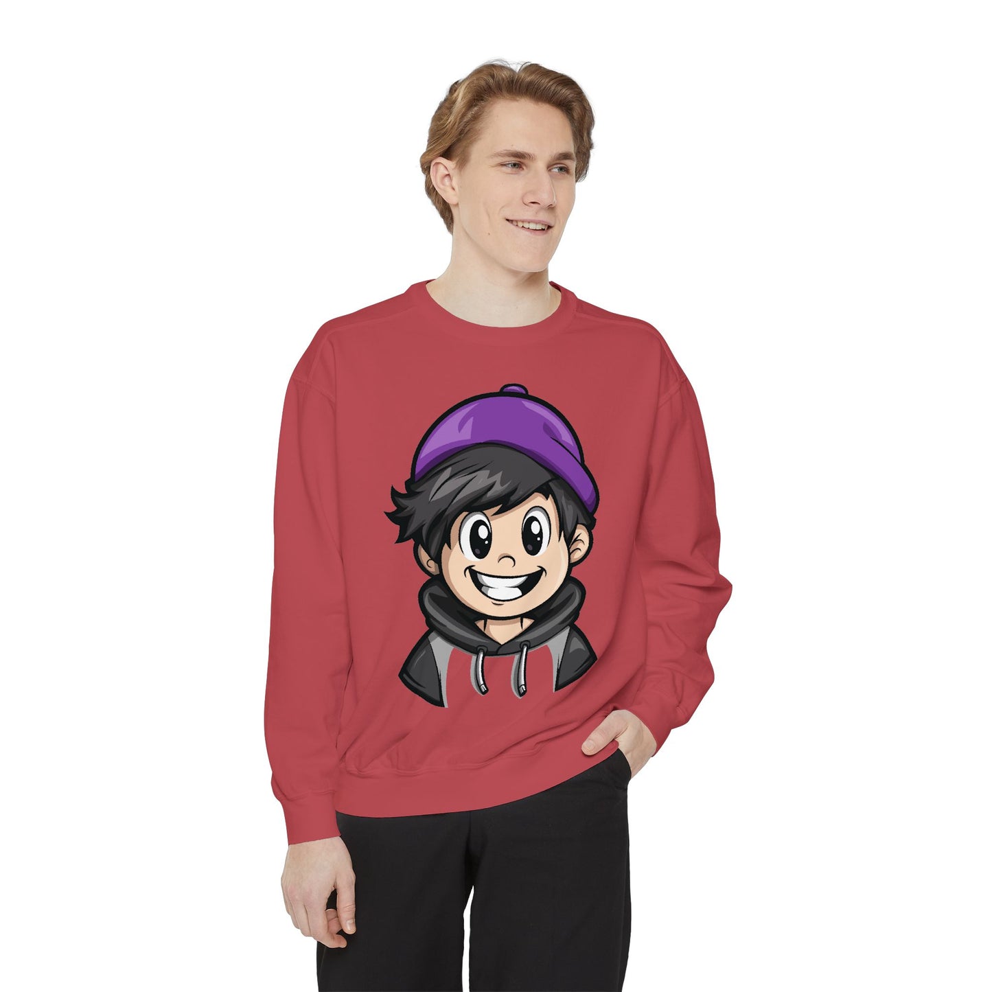 Men's Garment-Dyed Sweatshirt - Happy Vibes