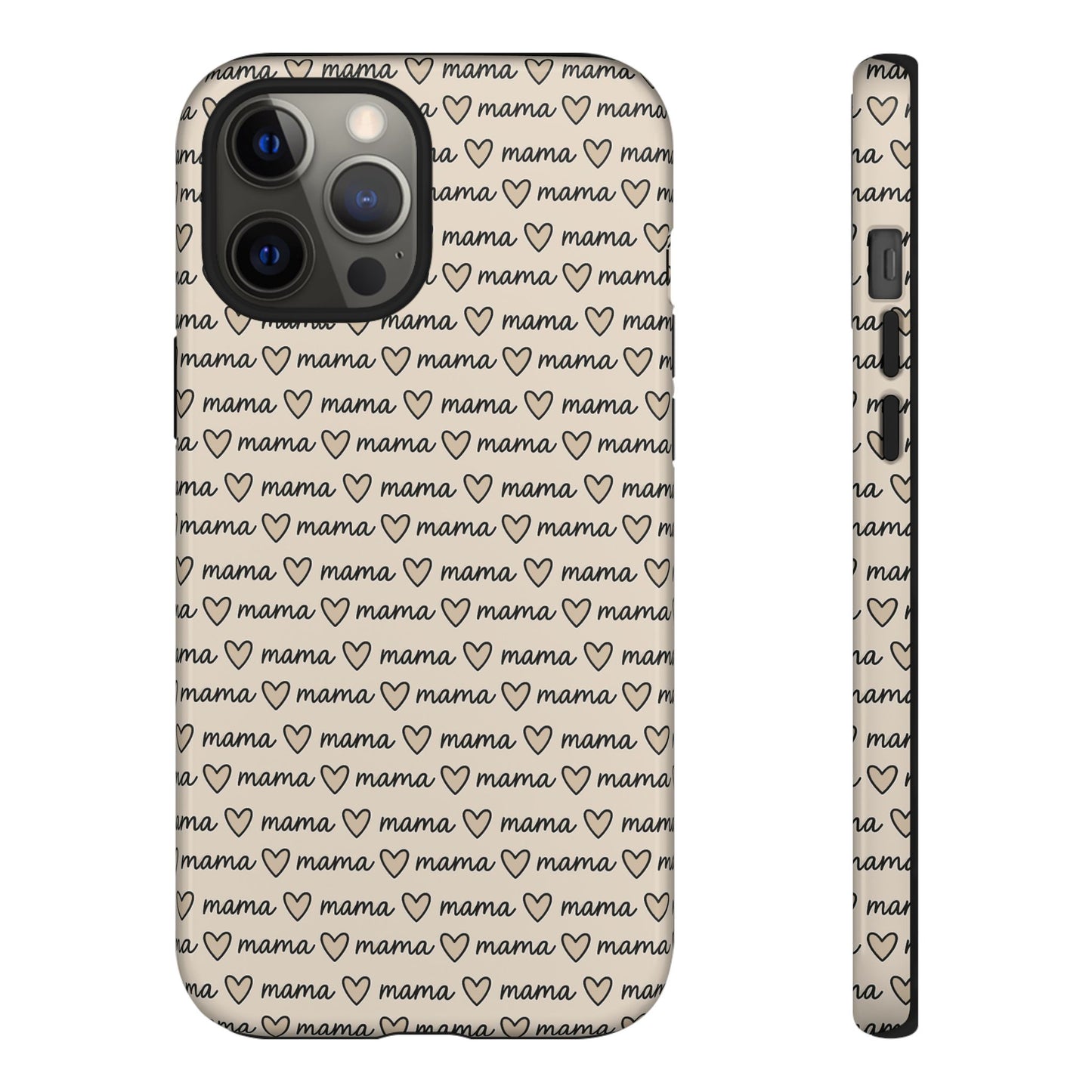 Mama Script Heart Pattern Phone Case