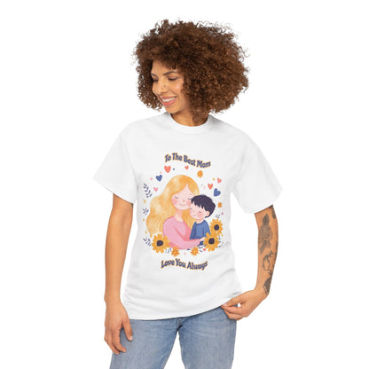 Mother & Child Love Heavy Cotton Tee - Floral Design T-Shirt - Mother's day Gift - Birthday Gift for Mom