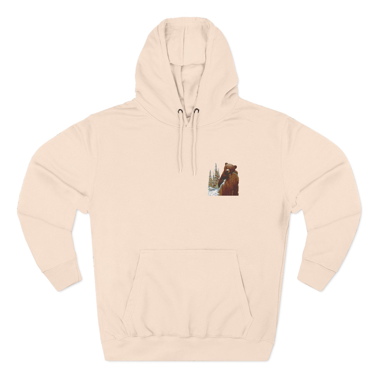 Three-Panel Fleece Hoodie with Bear Cub design - Winter Fleece Hoodie - Bear Cub Hoodie for Men and Women
