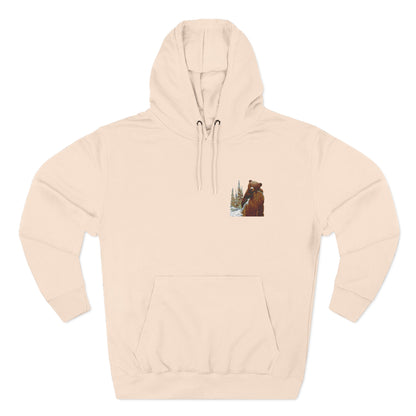 Three-Panel Fleece Hoodie with Bear Cub design - Winter Fleece Hoodie - Bear Cub Hoodie for Men and Women