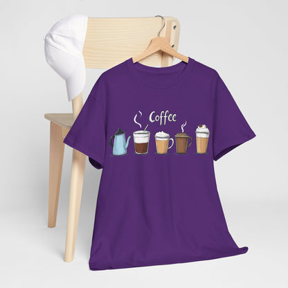 Coffee Cup Pattern Unisex Heavy Cotton Tee - Brewed Patterns Unisex Heavy Cotton Tee