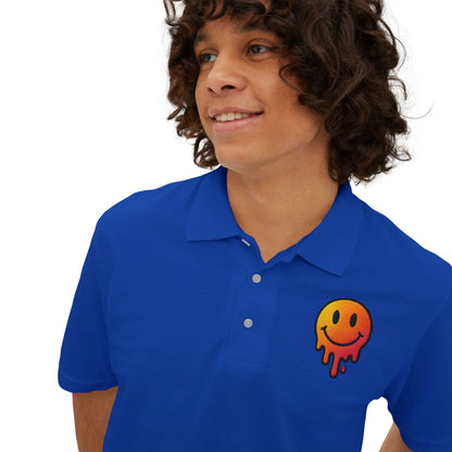 Smiley Face Men's Piqué Polo - Casual and Trendy Graphic Polo Shirt