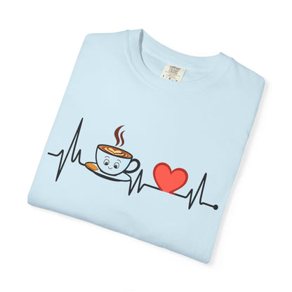 Cute Coffee Heartbeat T-Shirt, Unisex Tee for Coffee Lovers, Gift for Baristas, Casual Wear, Perfect for Birthdays and Holidays