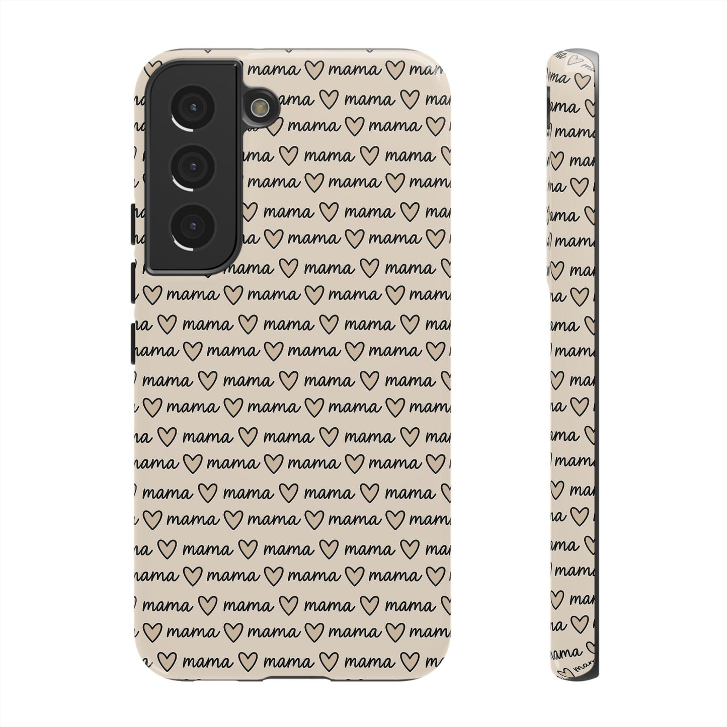 Mama Script Heart Pattern Phone Case