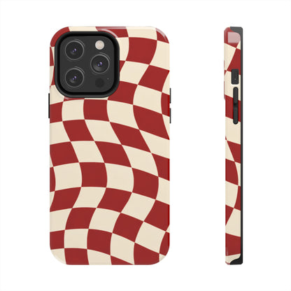 Red Wavy Checker Phone Case