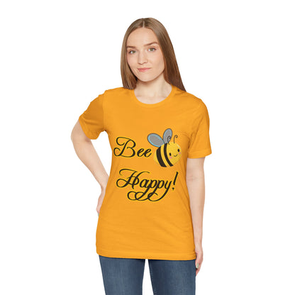 Bee Happy Unisex Jersey Tee - Cheerful Graphic T-Shirt for Positive Vibes