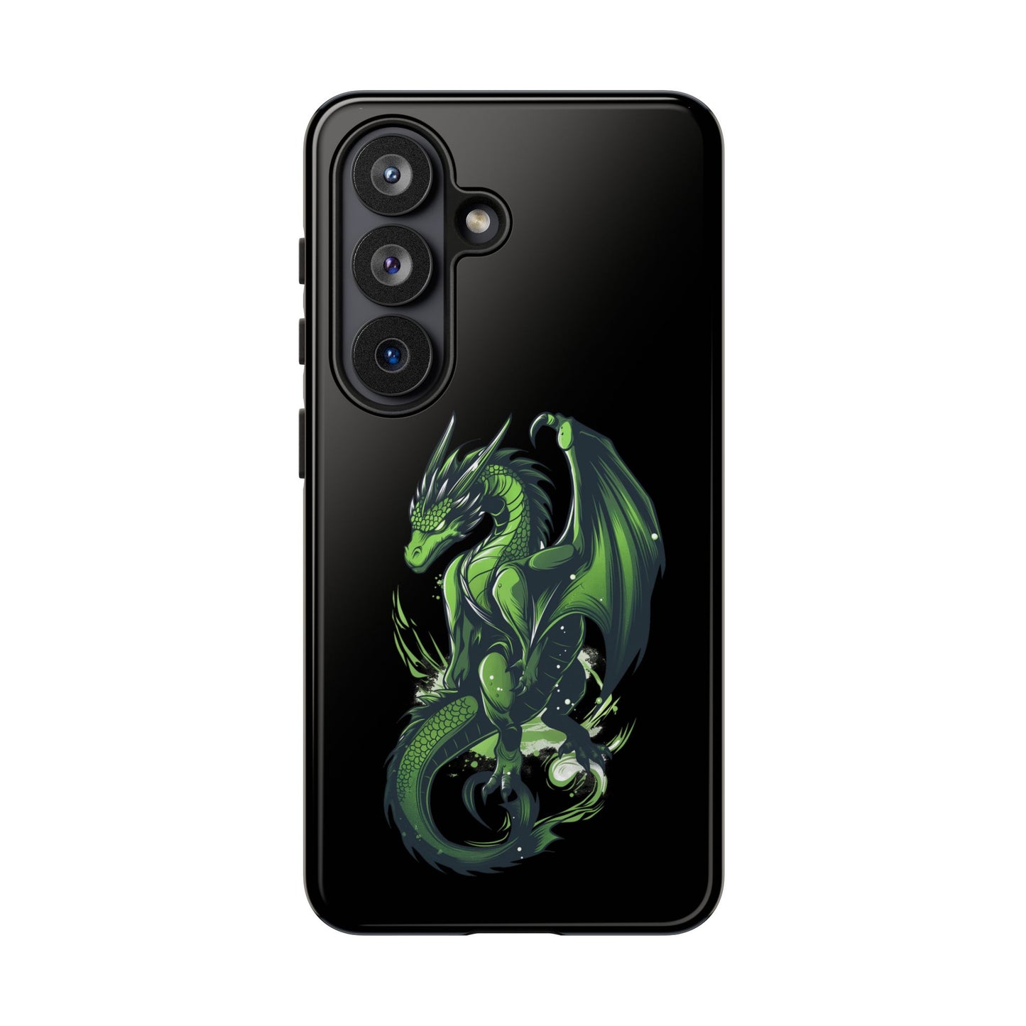 Tough Cases with Green Glowing Dragon design for iPhone, Samsung, and Google