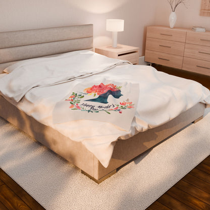 Mother's Day Floral Velveteen Plush Blanket
