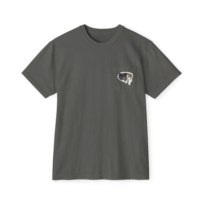 Garment-Dyed Pocket T-Shirt with Adorable Cat Design, Casual Wear, Gift for Cat Lovers, Summer Fashion, Everyday Essentials