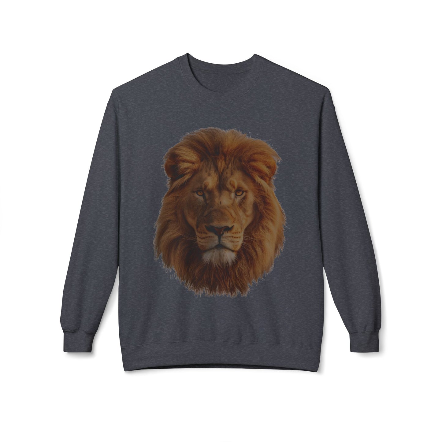 Unisex Midweight Soft style Fleece Crewneck Sweatshirt - Majestic Lion Design Sweatshirt
