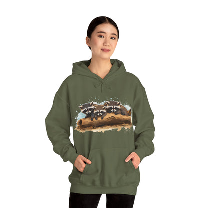 Cozy Raccoon Hooded Sweatshirt - Unisex Heavy Blend™- Raccoon in hoodie - Raccoon Hoodie with ears