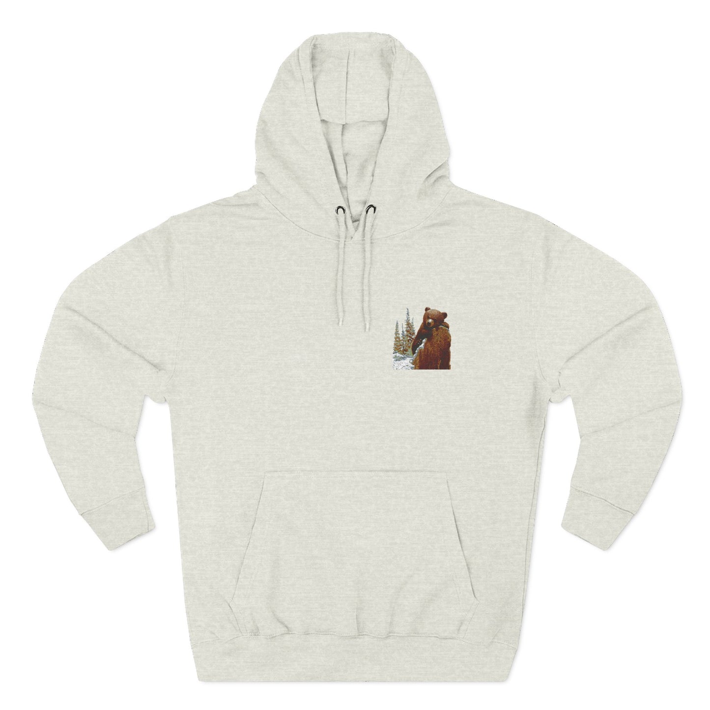Three-Panel Fleece Hoodie with Bear Cub design - Winter Fleece Hoodie - Bear Cub Hoodie for Men and Women