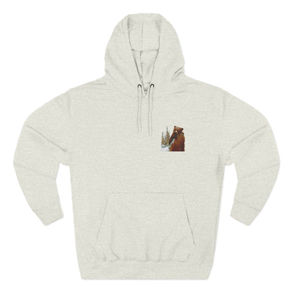 Three-Panel Fleece Hoodie with Bear Cub design - Winter Fleece Hoodie - Bear Cub Hoodie for Men and Women