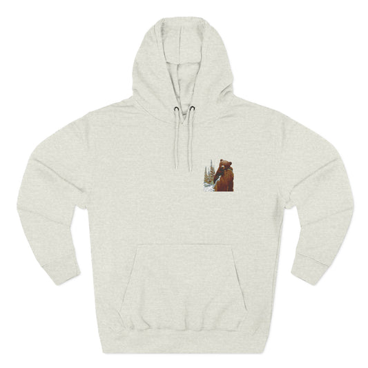 Three-Panel Fleece Hoodie with Bear Cub design - Winter Fleece Hoodie - Bear Cub Hoodie for Men and Women