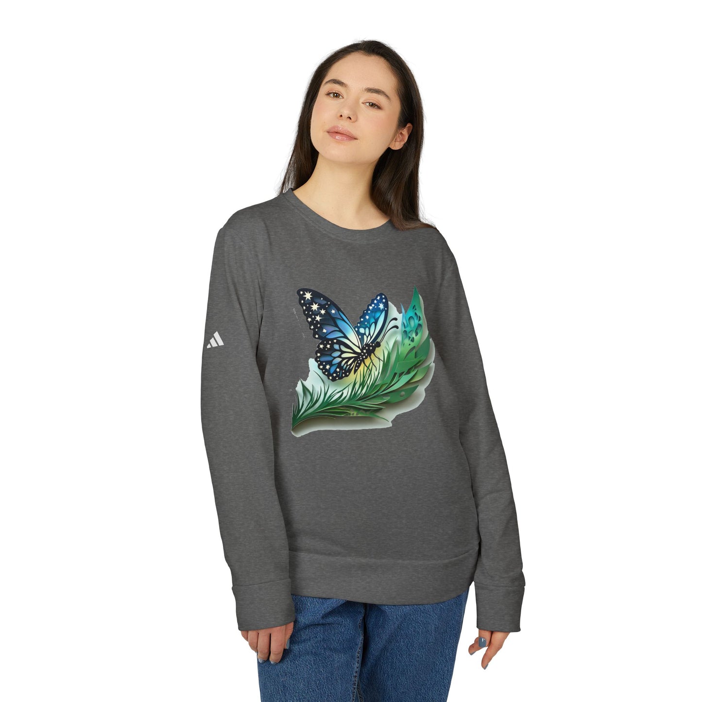 Butterfly Adidas Unisex Fleece Crewneck Sweatshirt