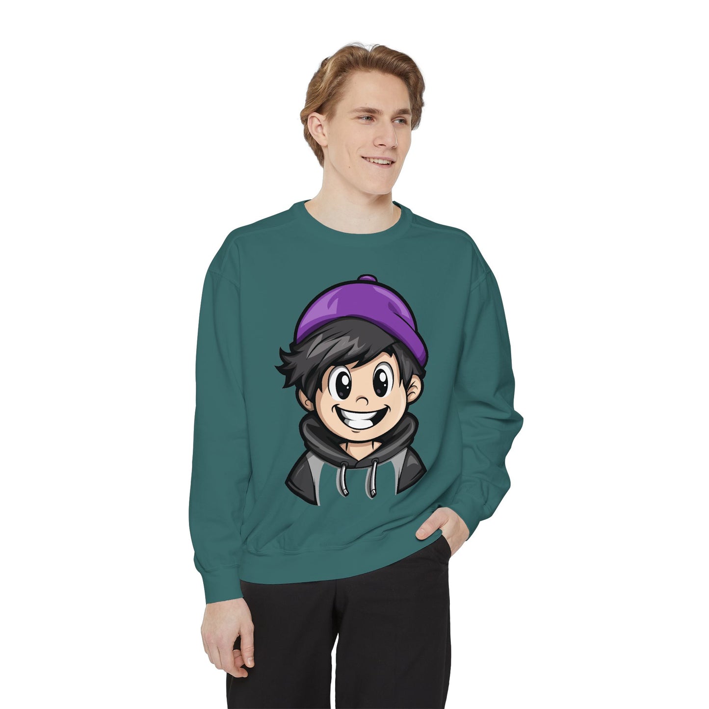 Men's Garment-Dyed Sweatshirt - Happy Vibes