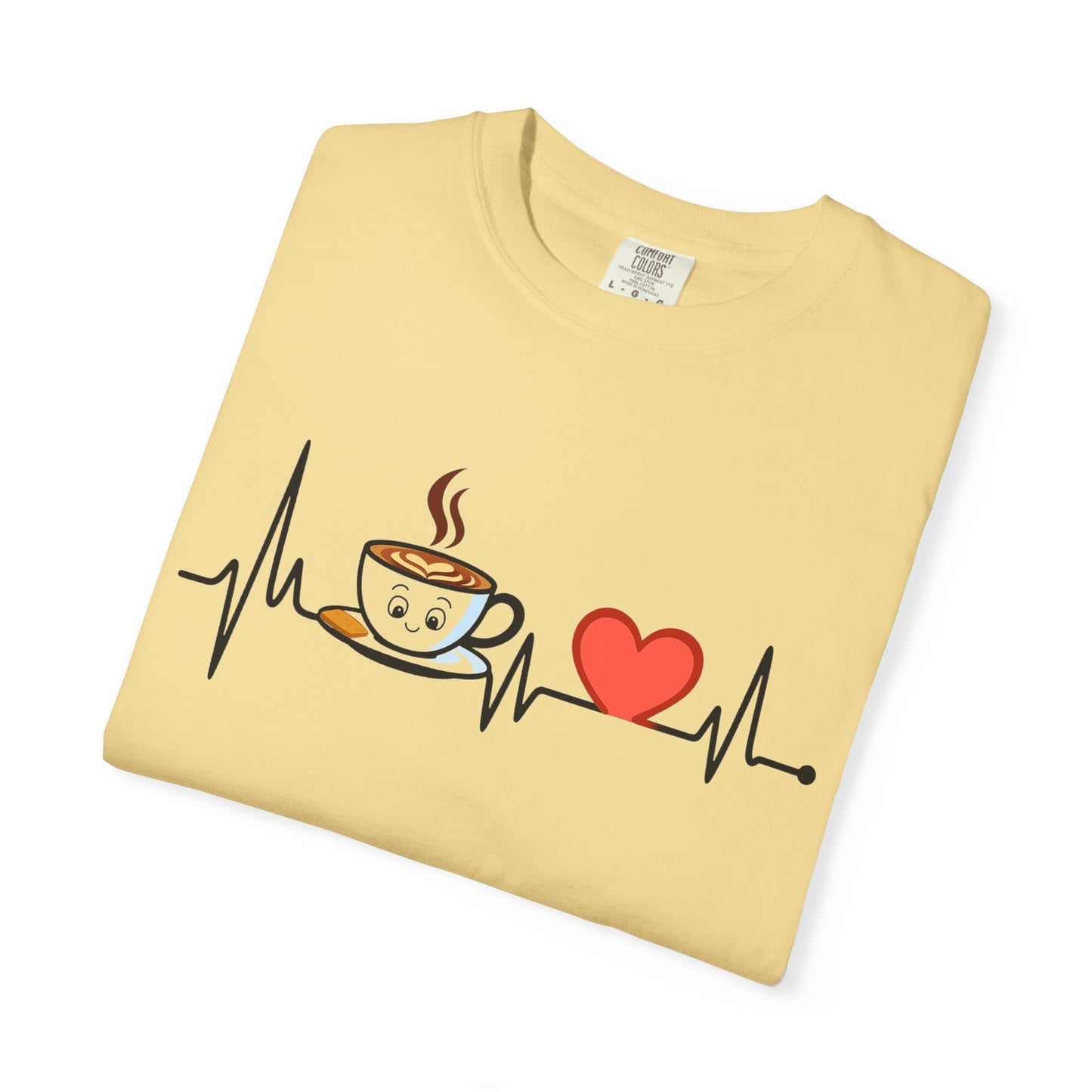 Cute Coffee Heartbeat T-Shirt, Unisex Tee for Coffee Lovers, Gift for Baristas, Casual Wear, Perfect for Birthdays and Holidays