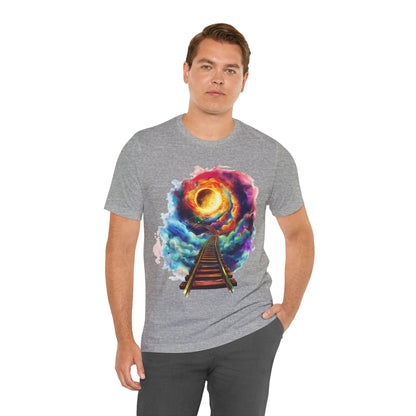 Unisex T-Shirt with 3D Watercolor Universe and an Abstract Representation with a Sun