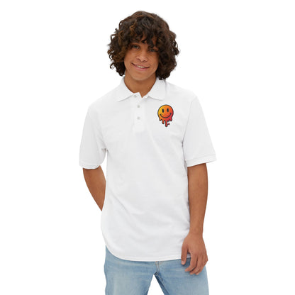 Smiley Face Men's Piqué Polo - Casual and Trendy Graphic Polo Shirt