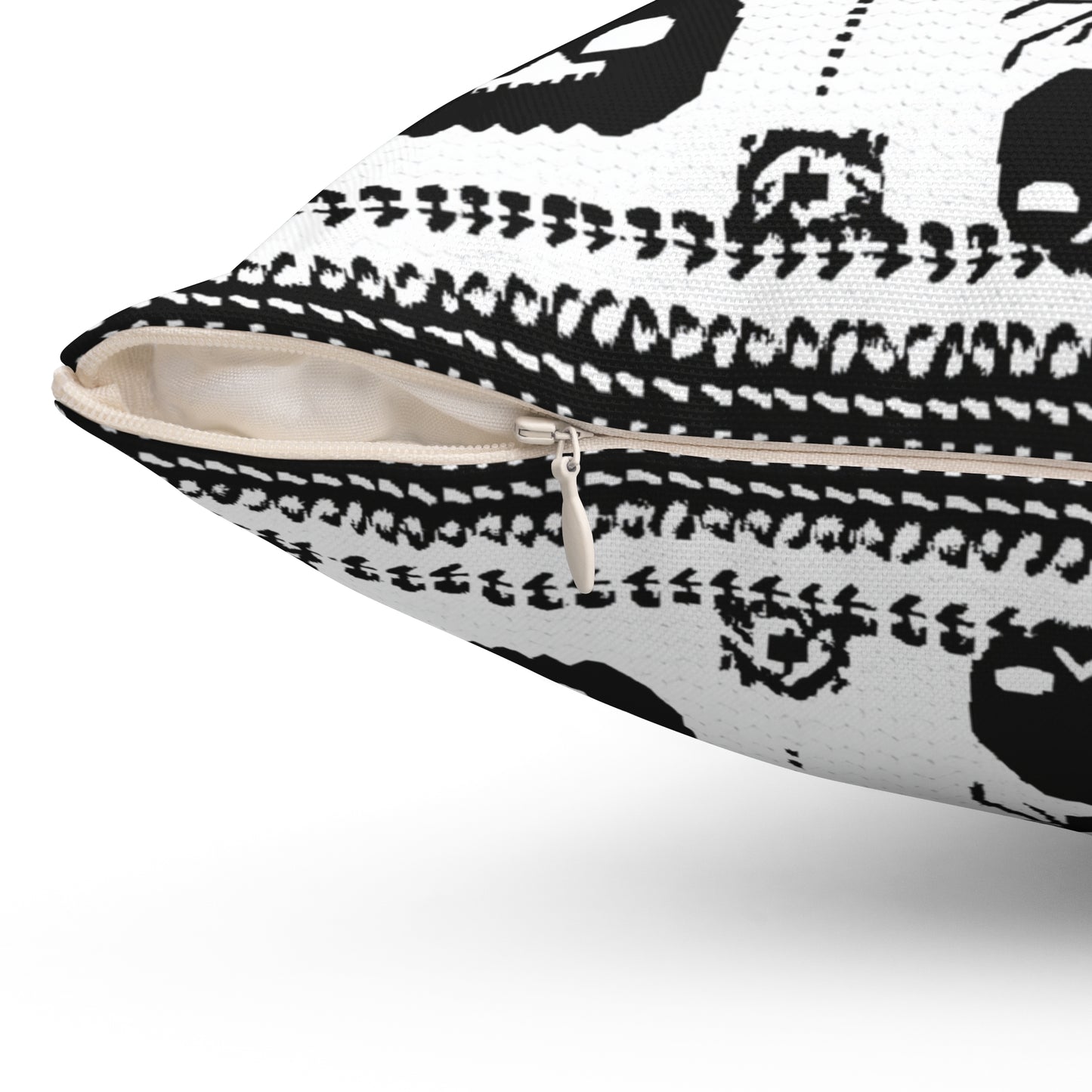 Halloween Pillow - Spun Polyester Square Pillow with Skulls, Pumpkins, and Spiders Design