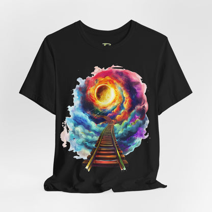 Unisex T-Shirt with 3D Watercolor Universe and an Abstract Representation with a Sun