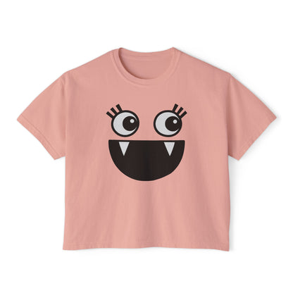Cute Monster Women's Boxy Tee - Playful Graphic T-Shirt for Fun Style