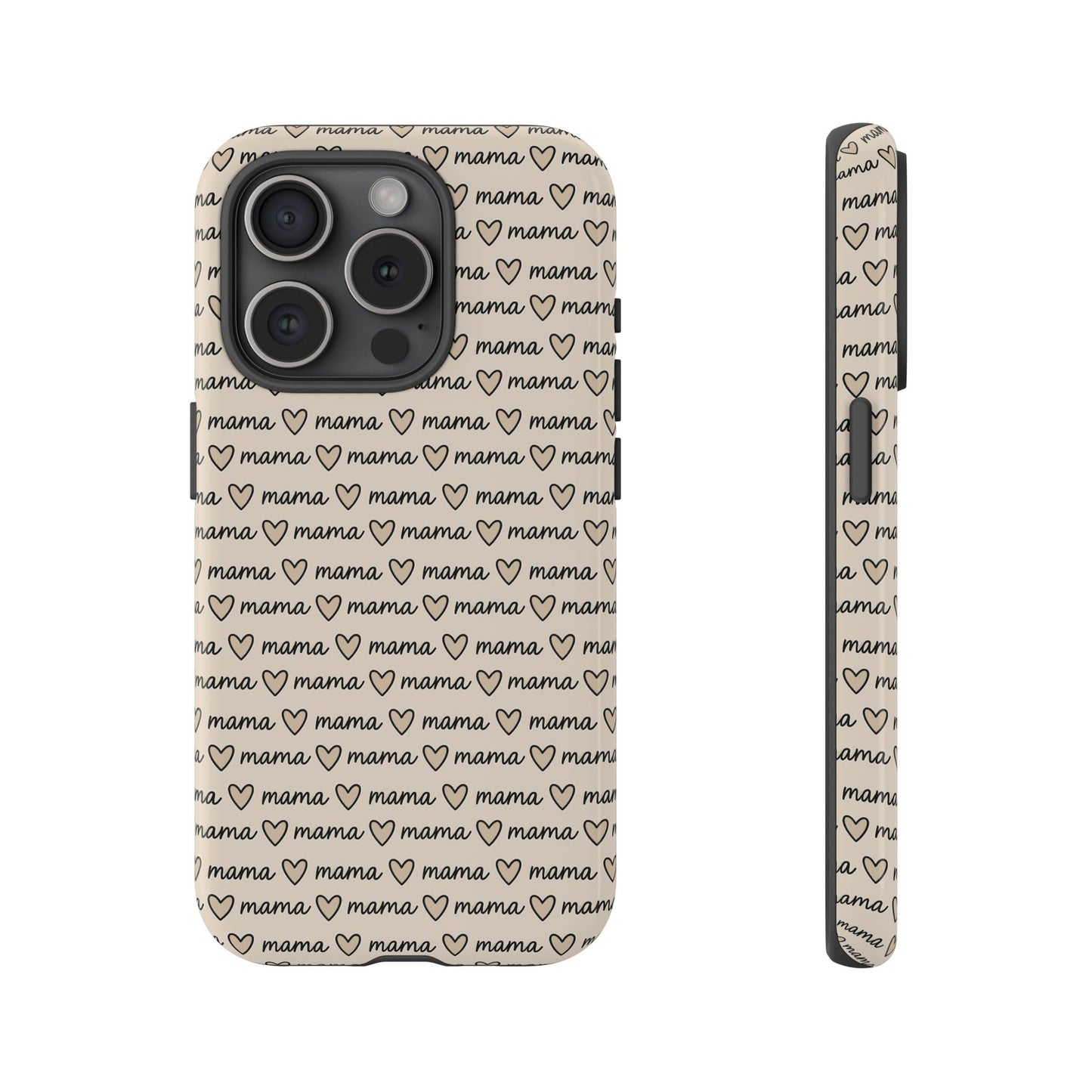 Mama Script Heart Pattern Phone Case