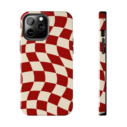 Red Wavy Checker Phone Case