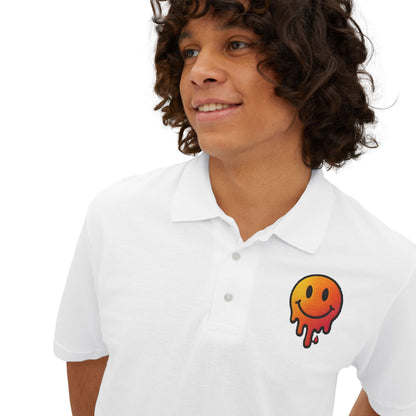 Smiley Face Men's Piqué Polo - Casual and Trendy Graphic Polo Shirt