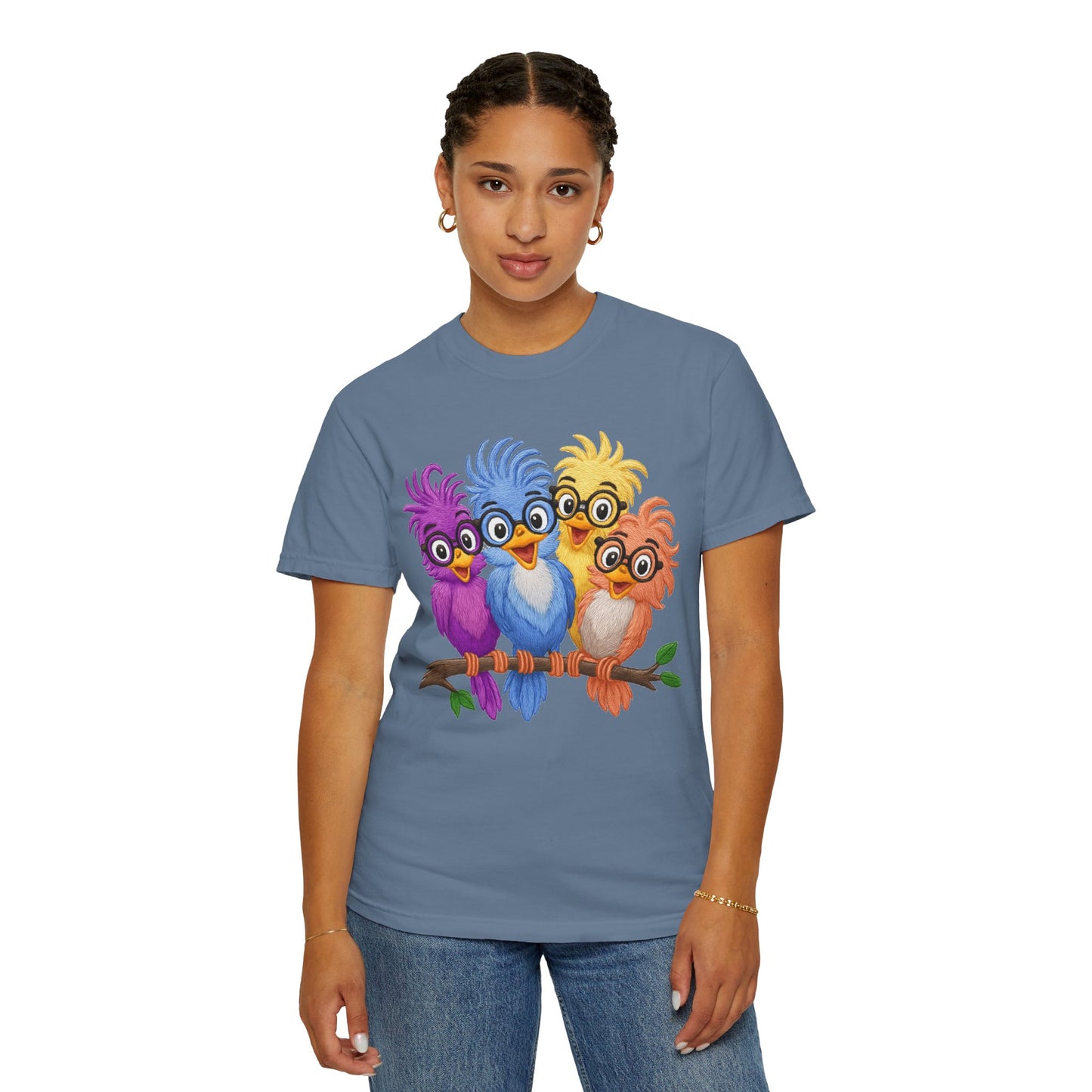 Colorful Bird Friends Women's T-Shirt - Fun & Playful Graphic Tee