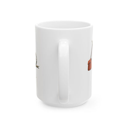 Ceramic Mug - Cute cartoon of a Cat on a witch stick, (11oz, 15oz)