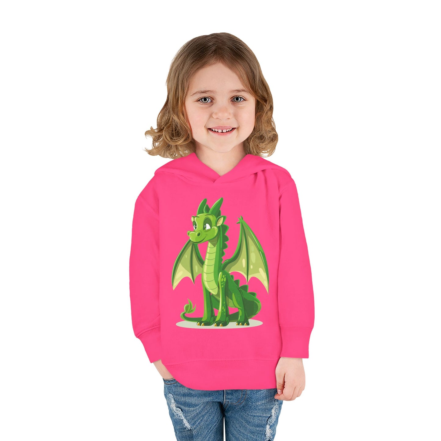 Toddler Pullover Fleece Hoodie - Cute Cartoon Dragon Design Hoodie
