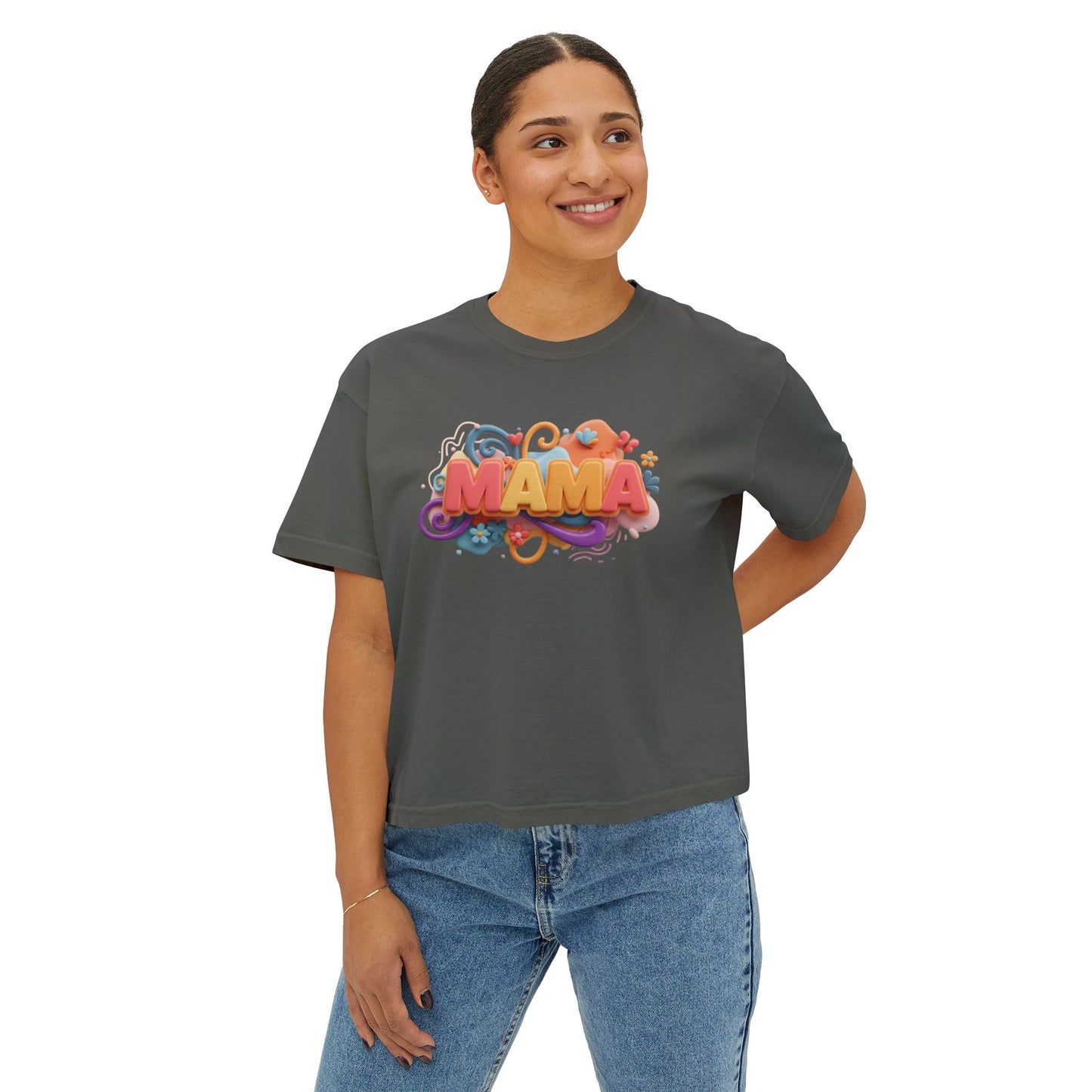 Mama Boxy Tee – Casual Women's T-Shirt for Moms - Women's Boxy Tee