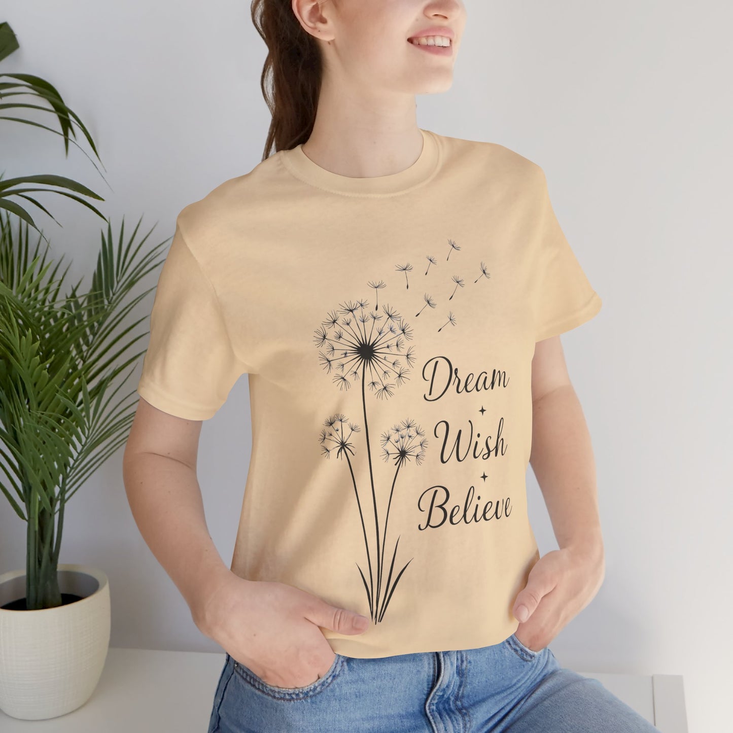 Dream Wish Believe Unisex Jersey Short Sleeve Tee - Inspirational Graphic T-Shirt - Lightweight Fabric Tee