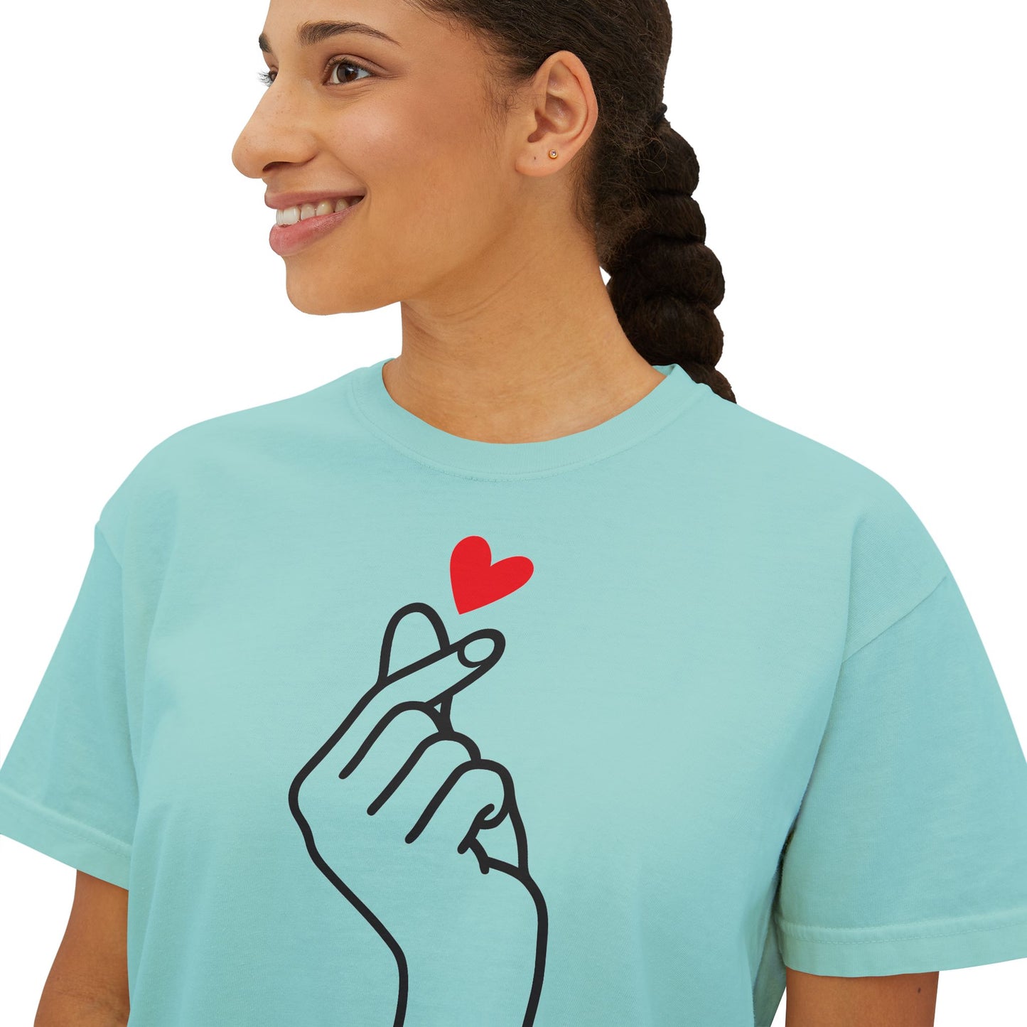 Women's Boxy Tee with Heart Design, Cute Casual T-Shirt, Gifts for Her, Love Themed Apparel, Easy Summer Style, Trendy Everyday Wear