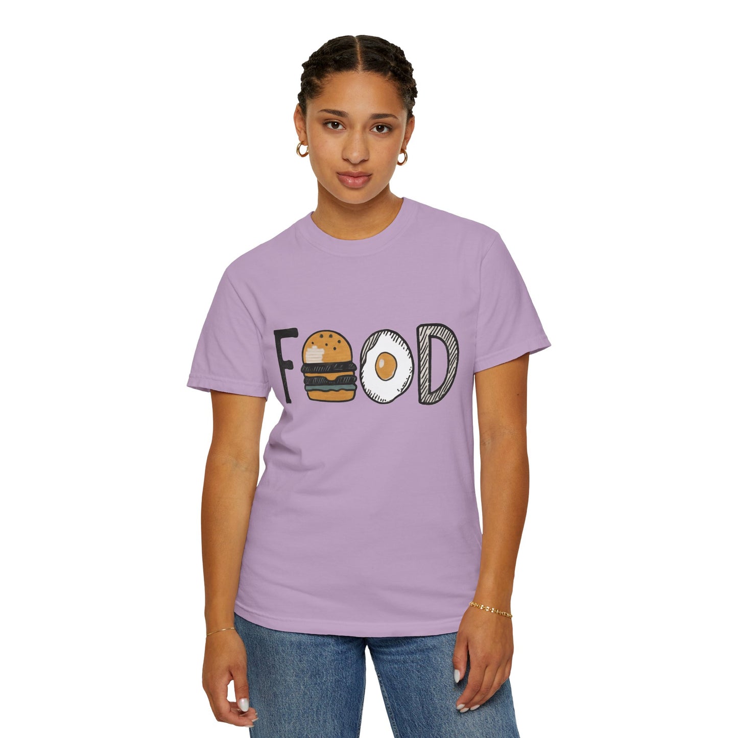 Food Unisex Garment-Dyed T-Shirt | Fun Burger & Egg Graphic