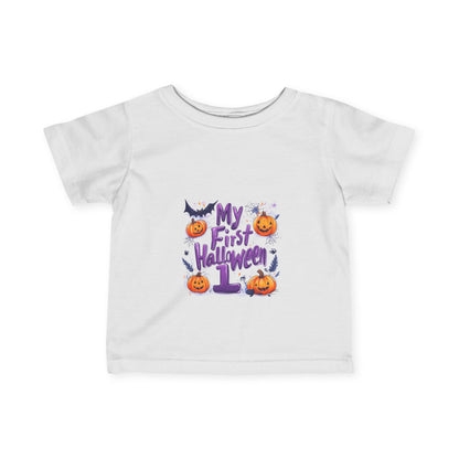 Infant Fine Jersey Tee - Spooky First Halloween - "My First Halloween" Cute Cartoon Design