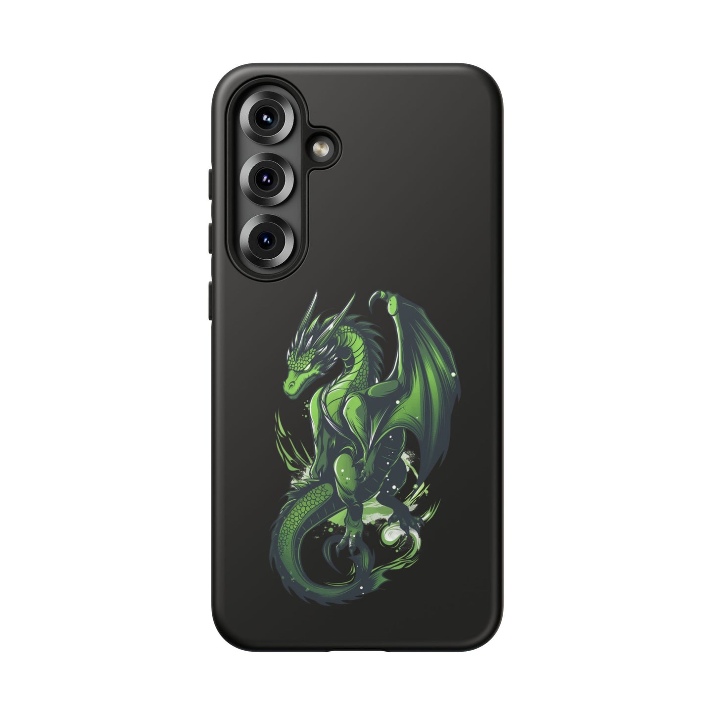 Tough Cases with Green Glowing Dragon design for iPhone, Samsung, and Google