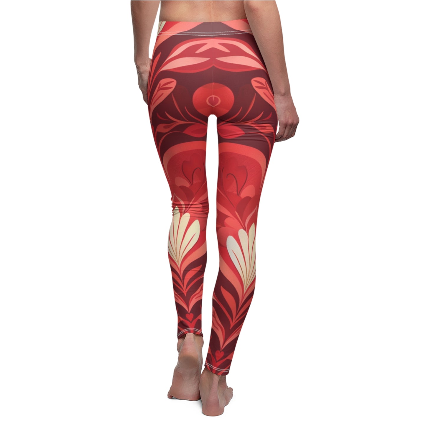 Cut & Sew Casual Leggings for Women- Women's Leggings with Hearts design