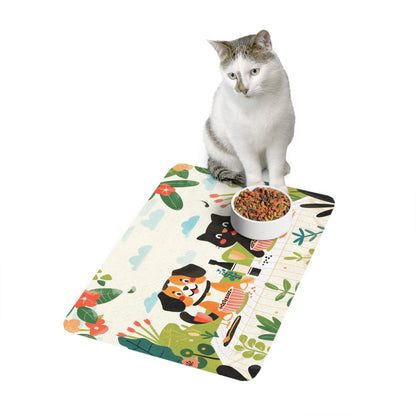 Cartoon Dog and Cat Food Mat