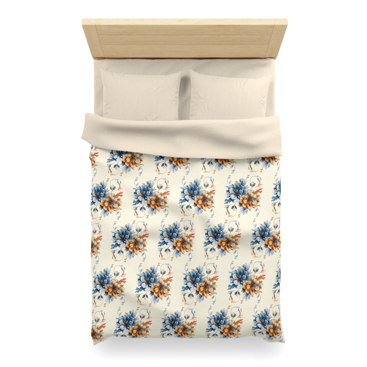 Floral Microfiber Duvet Cover, Soft Bedding Set, Cozy Home Decor, Nature-Inspired Bedroom, Spring Gift Idea