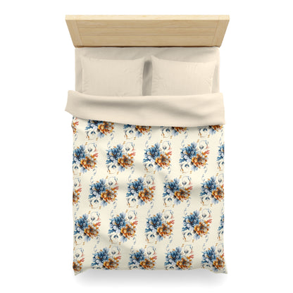 Floral Microfiber Duvet Cover, Soft Bedding Set, Cozy Home Decor, Nature-Inspired Bedroom, Spring Gift Idea