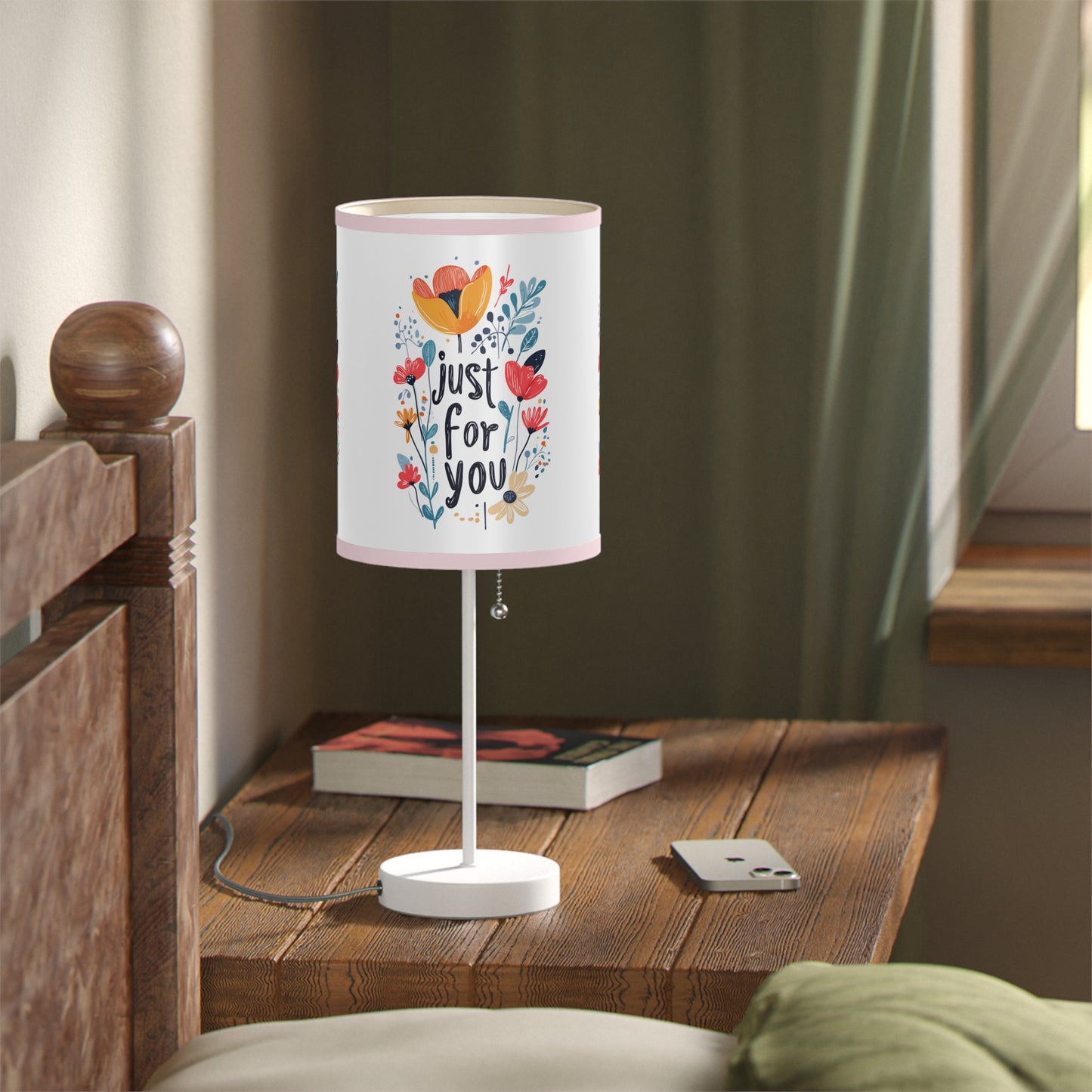 Floral Table Lamp - "Just For You" Design - Gift - Lamp on a Stand, US|CA plug - Table Lamps