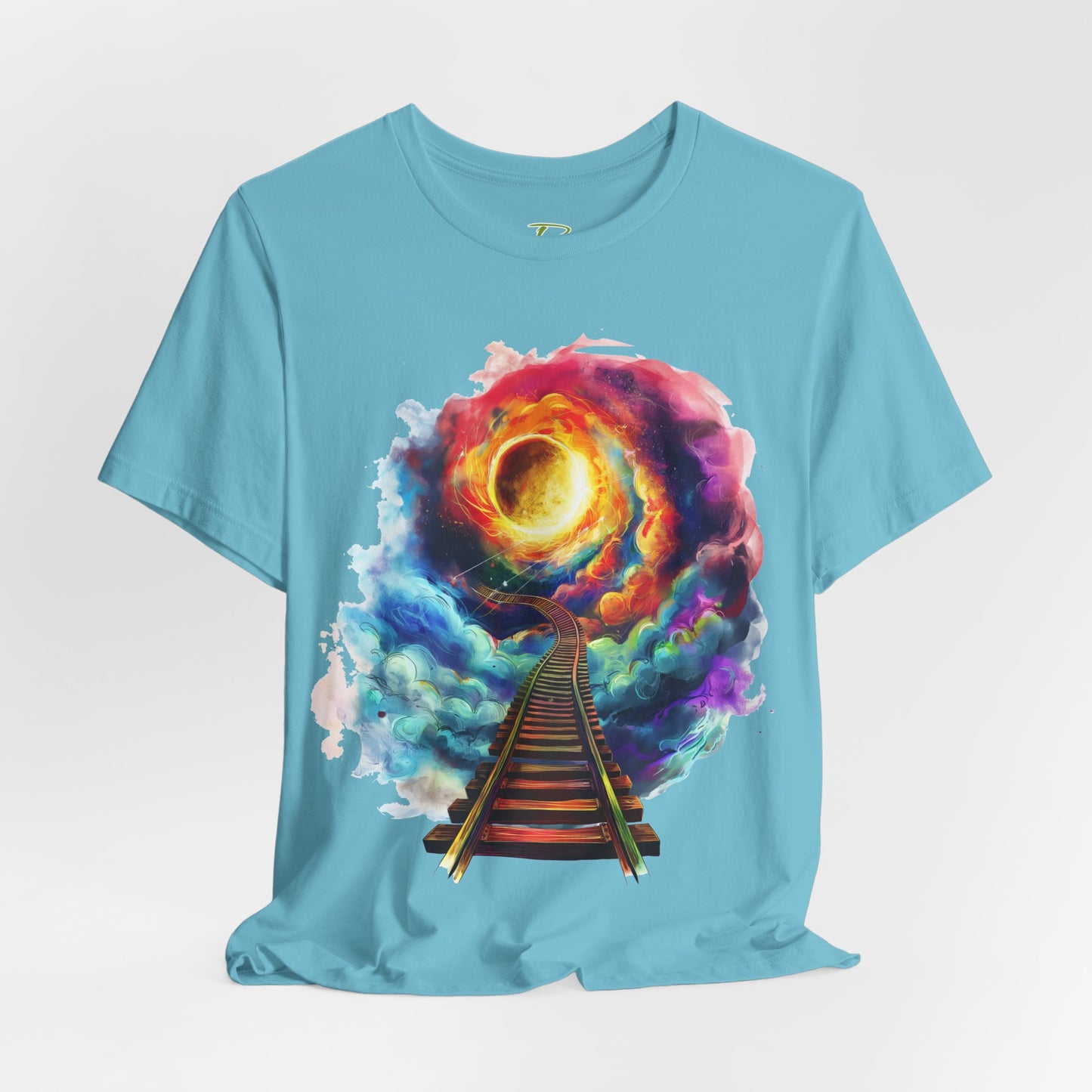 Unisex T-Shirt with 3D Watercolor Universe and an Abstract Representation with a Sun